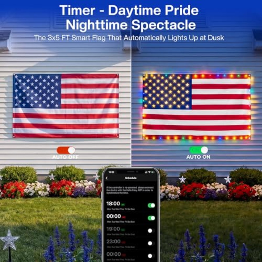 Smart Lighted American Flag 3x - Up Lighting Decor recension och pris