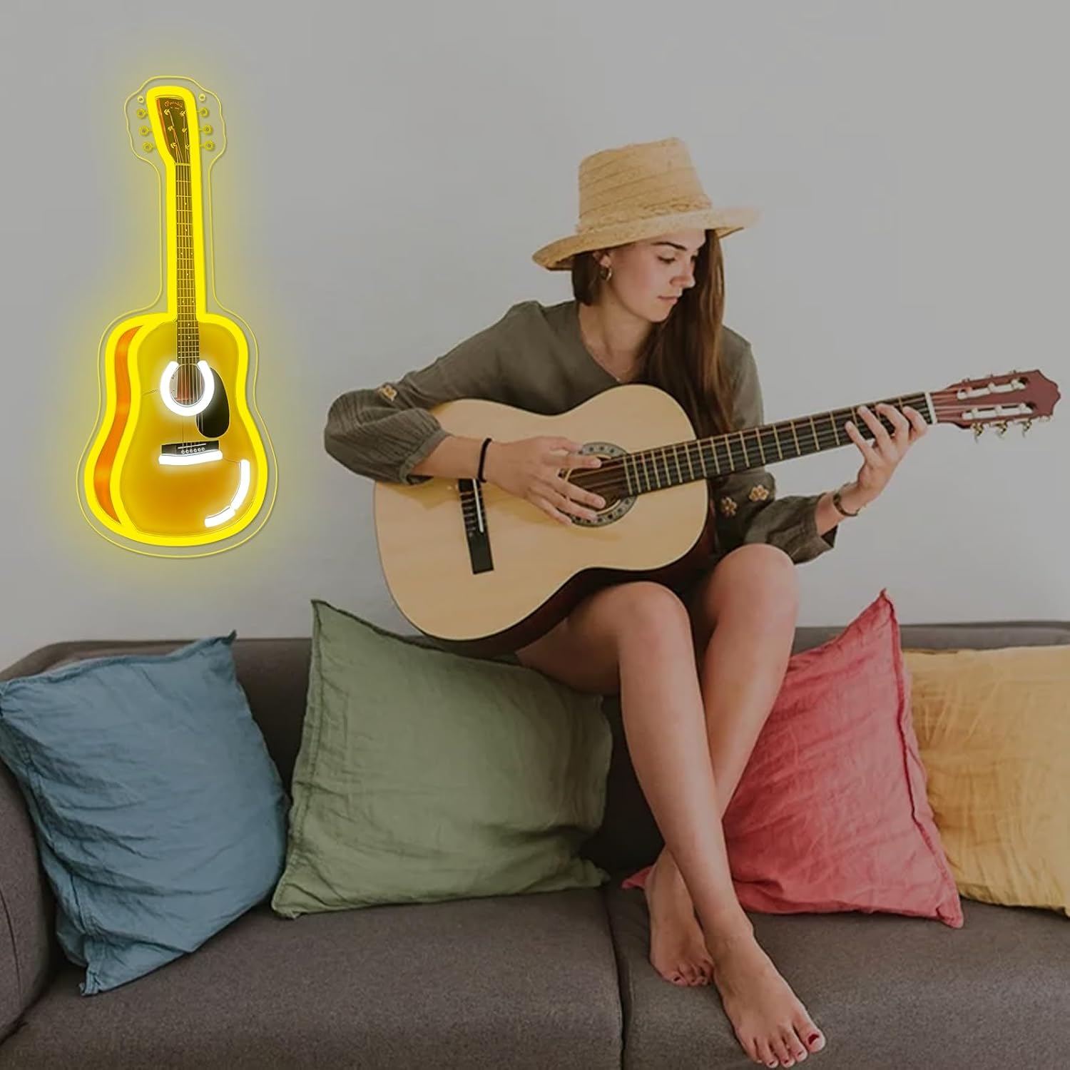 Acoustic Guitar LED Neon Sign  - Lighting Christmas Decor recension och pris